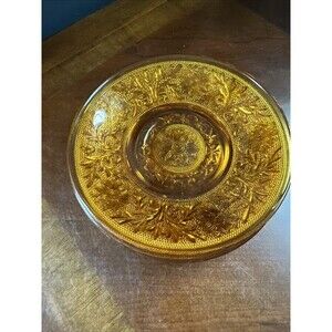 Set of 4 Vintage Anchor Hocking Amber Floral Dessert/Bread Plates 5.5 inches